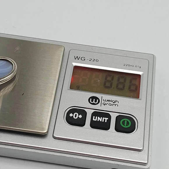 Vintage 925 Sterling Silver Blue Lace Agate Gemstone Ring Size 8.5 - Picture 6 of 7